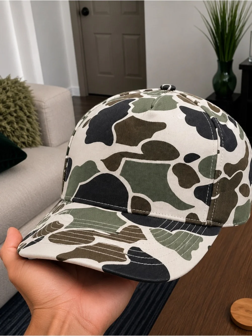Camo Pattern Baseball Cap - Green, Olive, Black, Cream